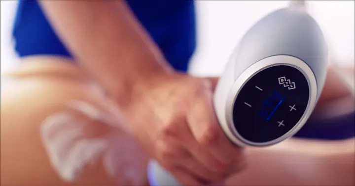 Genuine EMtone handpiece treating skin on the upper arm, EMtone cellulite treatment at Square Mile Clinic